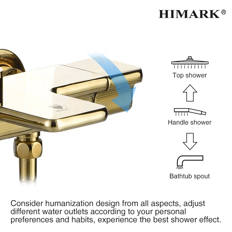 HIMARK bathroom black robinet colonne mitigeur douche columna de ducha gold thermostatic mixer bath & shower faucet system set