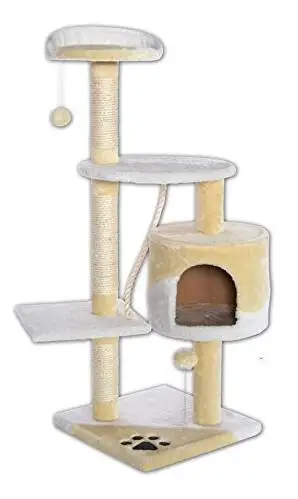 Plush Wooden Pet Condo Tower Furniture Toys Cat Scratcher Tree House