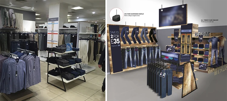 Retail Clothing Shop Jeans Display Standing Rack Modern Design