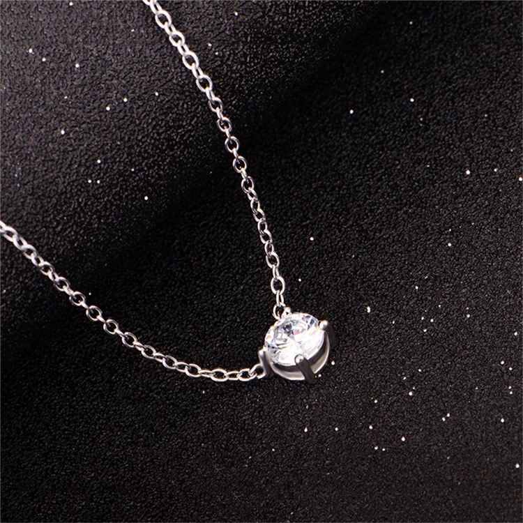 Fashion 925 Sterling Silver Choker Chains White CZ Stone necklace