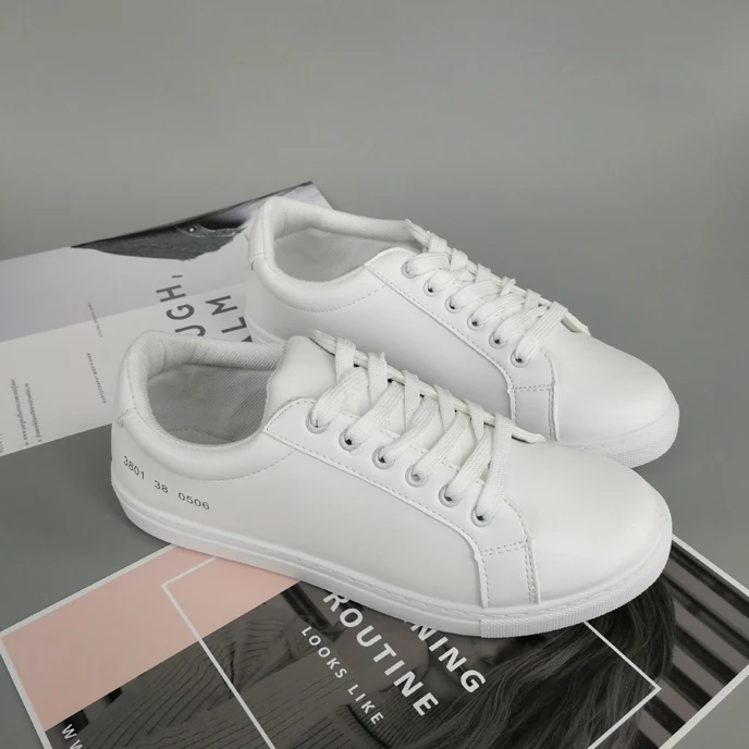 1 пара, чтобы купить белые парусиновые женские туфли на плоской подошве, повседневная оптовая продажа (60750947361)