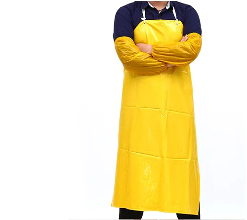 Black color custom logo oil proof chef PVC apron butcher waterproof plastic apron for man