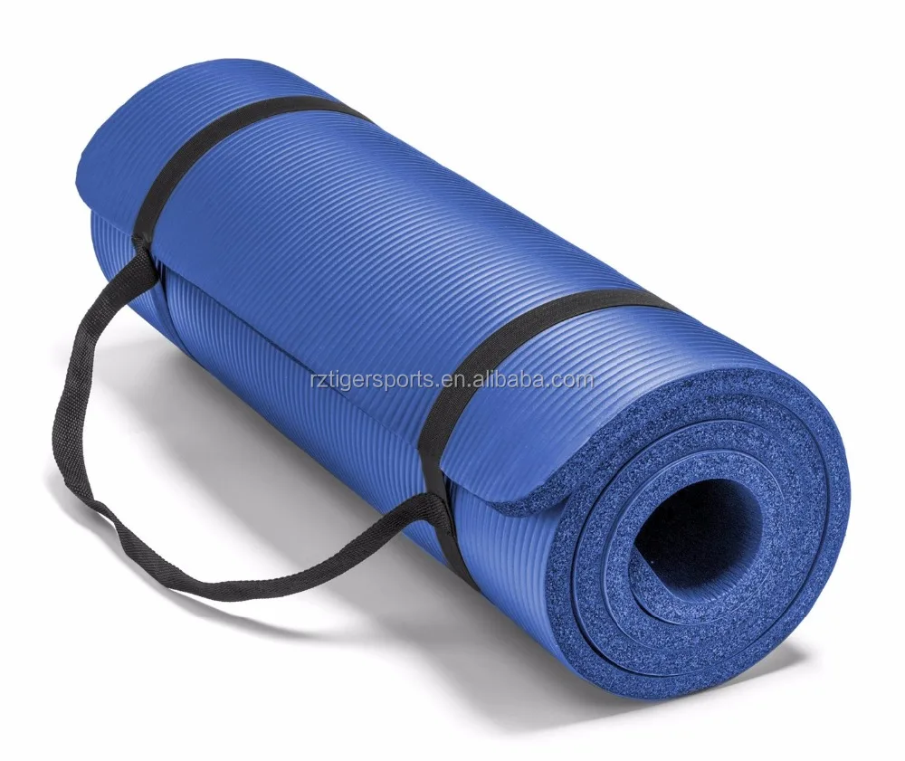 Tiger Sports NBR Yoga Mat with Strap or Net Bag Customized 13mm Extra Thick Nbr Yoga and Exercise Mat Nbr Vinyl Coated Slide Mat