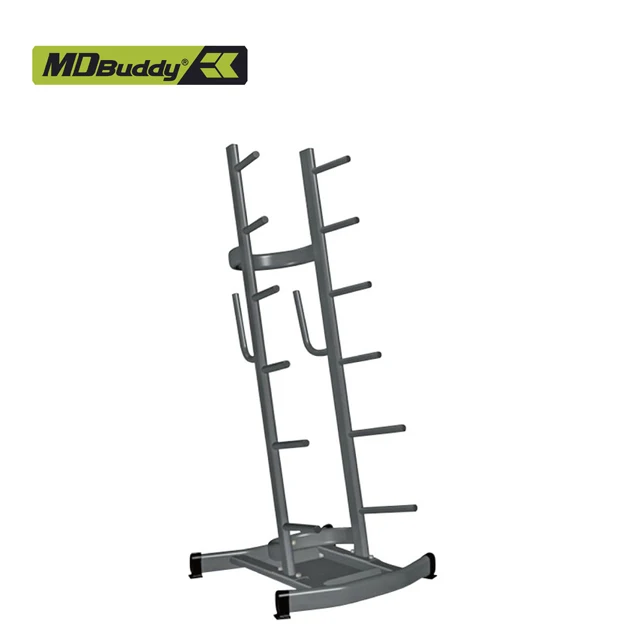 MDBuddy Rubber Coated Plates Storage Cardio Barbell Pump Set Rack Storage Barbell Rack