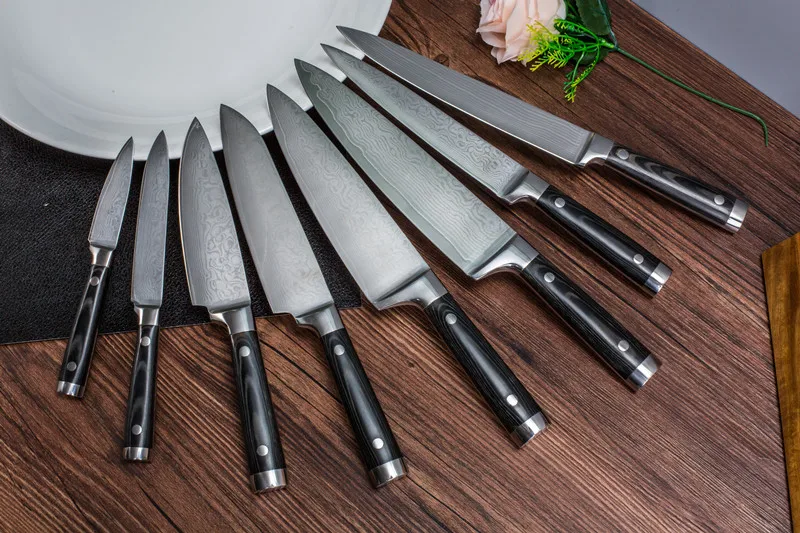
Japanese 67 Layer VG-10 Forged Damascus Steel Chef knife Set 