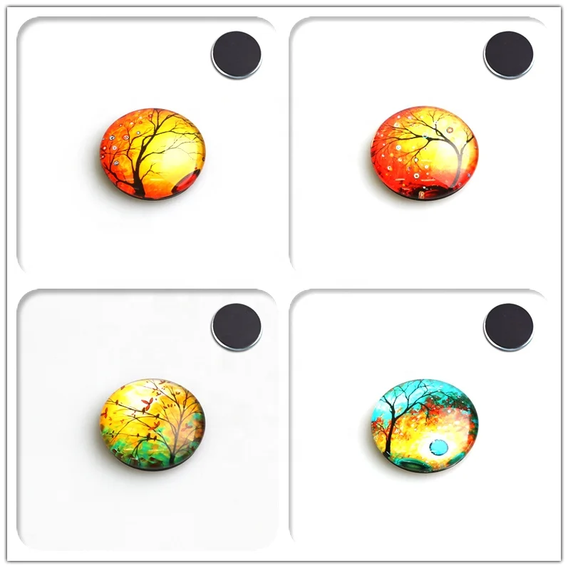 Luyun Grace Romantic Love Tree Of Life Pattern 35mm Round Lock All Custom Fridge Magnets