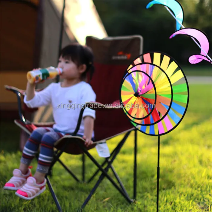 Colorful Rainbow Triple Wheel Wind Spinner Windmill Garden Yard Outdoor Decor Kids Toy