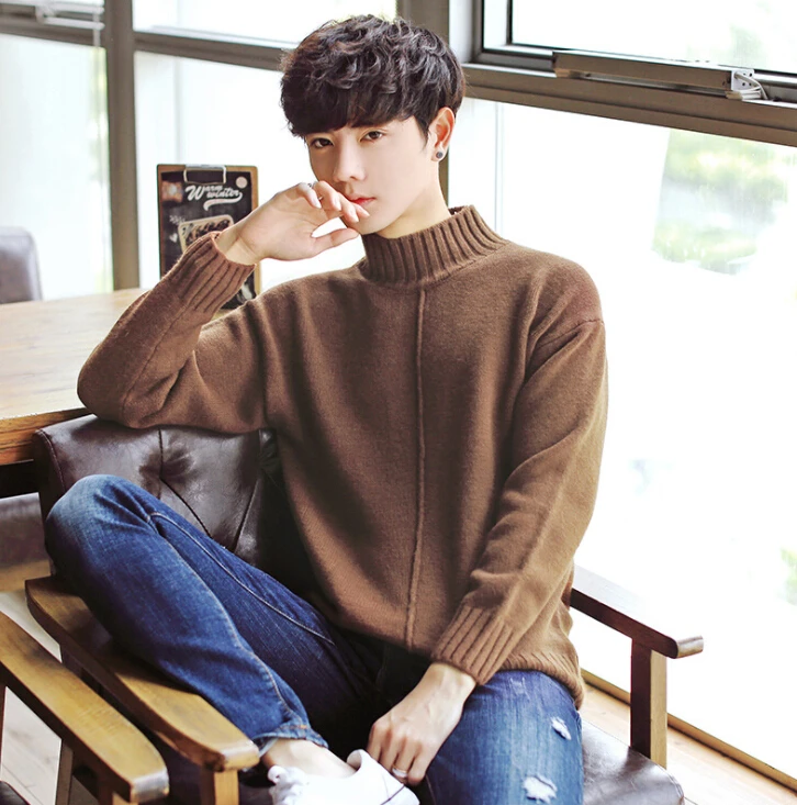 Производитель предлагает Пользовательские Модные Повседневные вязаные мужские стандартные шерстяные мужские компьютерные вязаные пуловеры с высоким воротом вязаный свитер