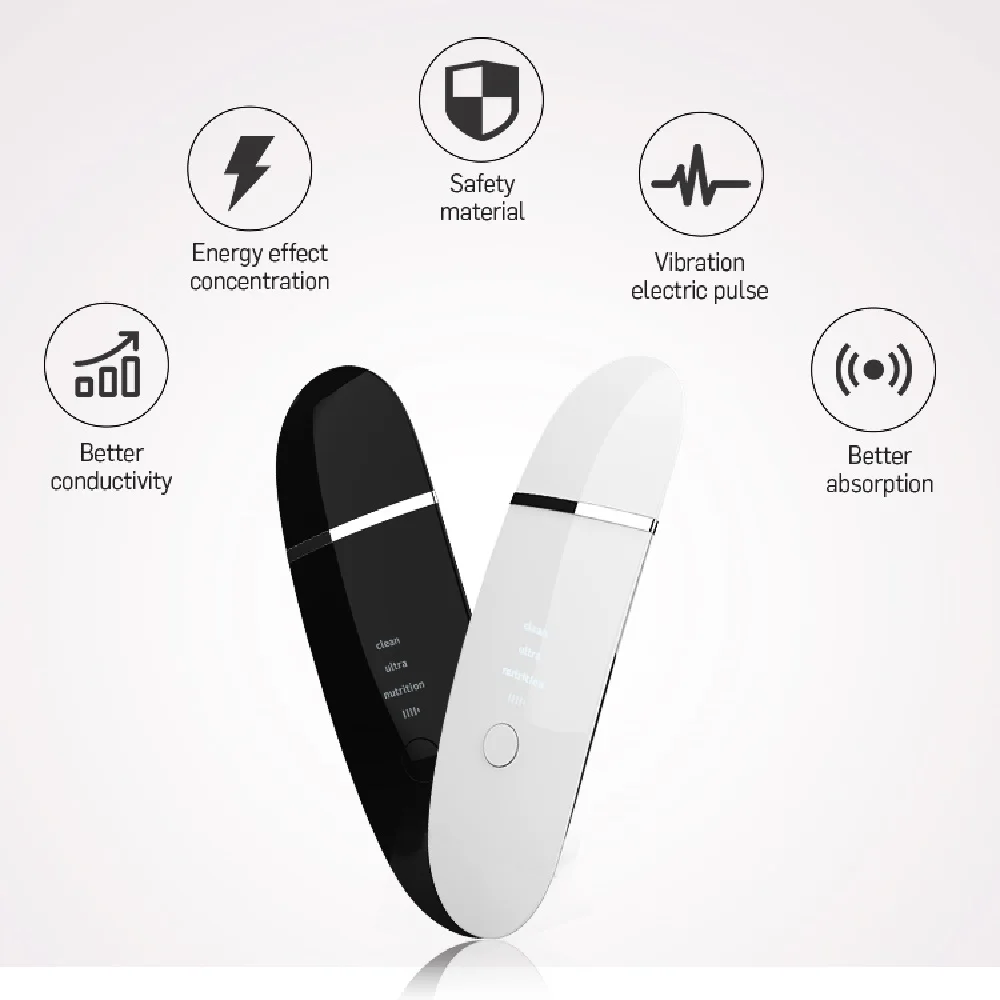 
High quality wireless charging waterproof portable ultrasonic face skin scrubber facial 