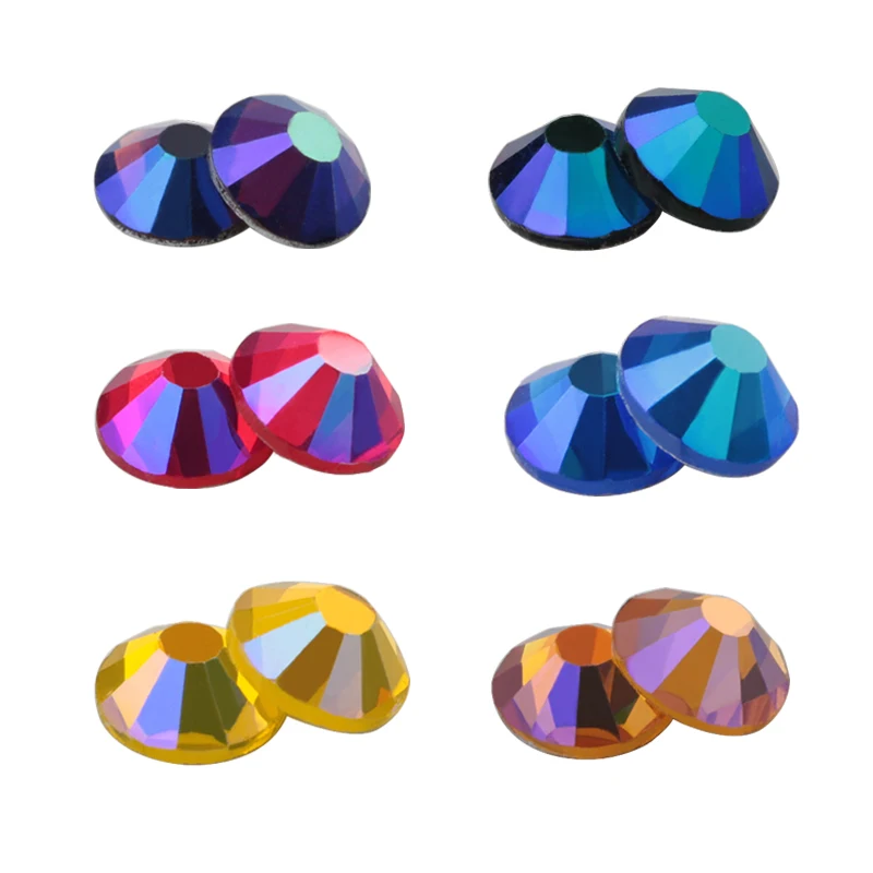 SS16 Crystal AB Colors Flat Back Silver Base Round Rhinestone for Garment Accessories Decoration