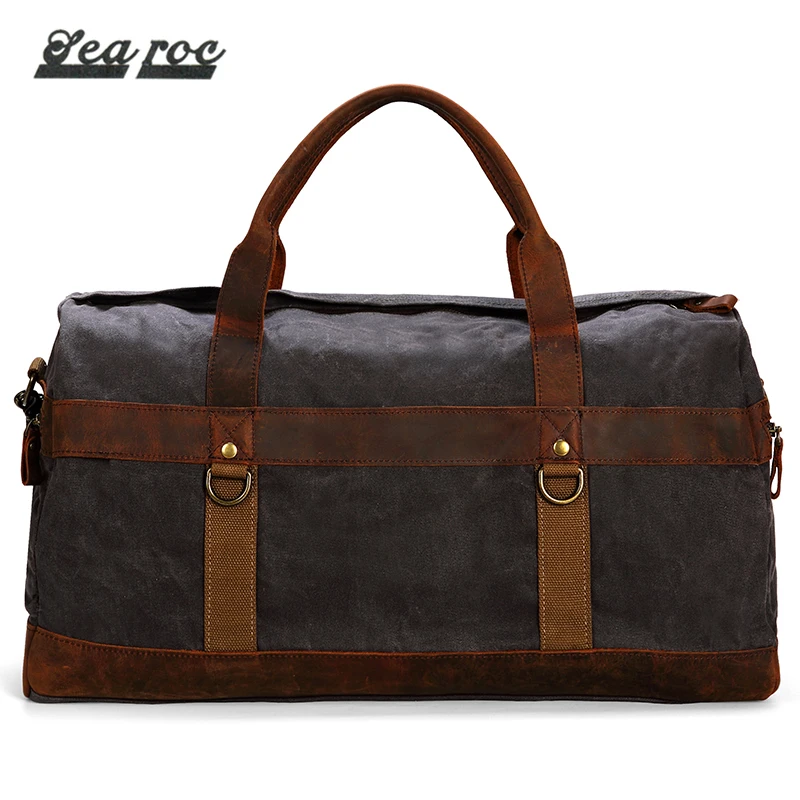 Guangzhou Wholesale Canvas Leather Luggage Travel Bag Custom Logo Waterproof Duffel Bags Men And Woman