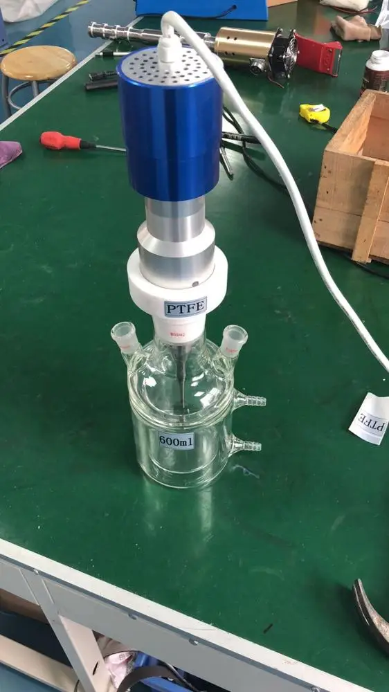 Закрытый двухслойный реактор объемом 500 мл обтянутый стакан для ультразвукового гомогенизатора