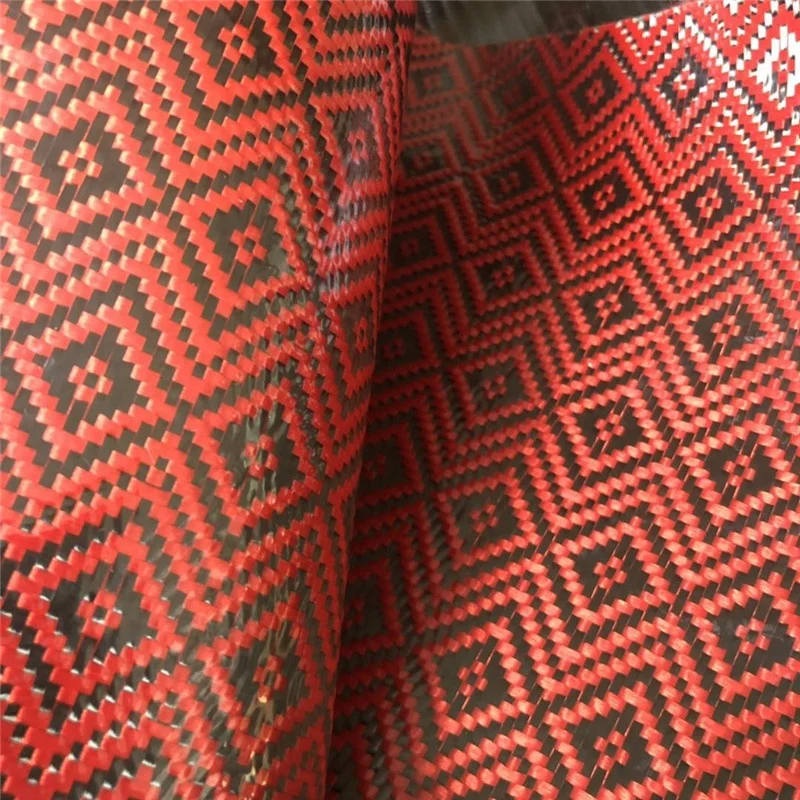 high strength professional pu coated colored jacquard red carbon aramid hybrid fiber cloth rolls price for sale cheap