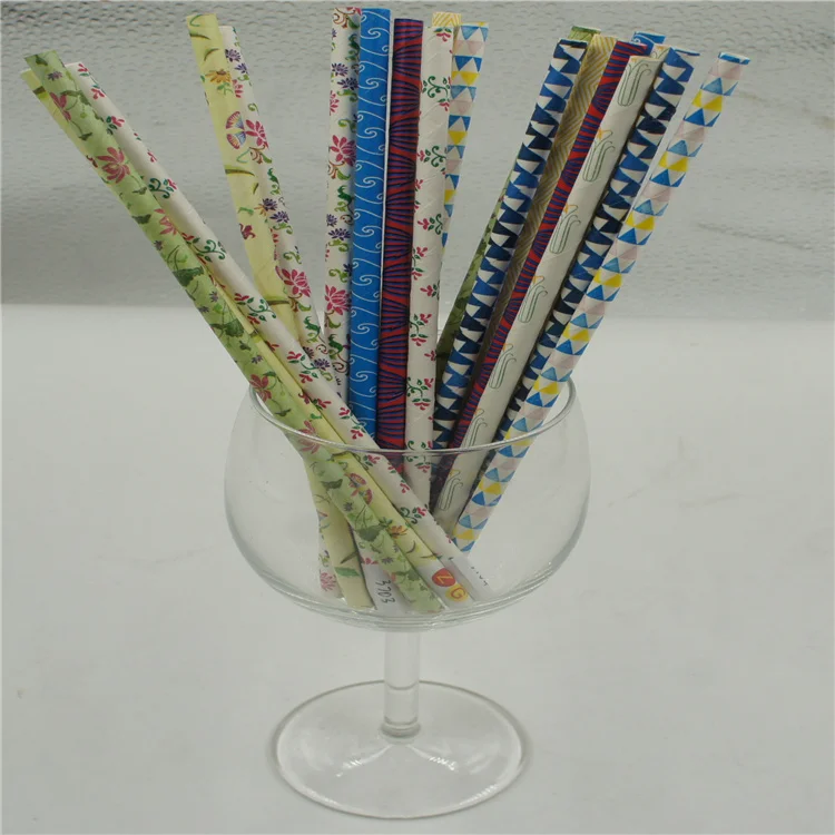 2021 New Product Disposable Printed Paper Hemp Drinking Paper Straws For Party