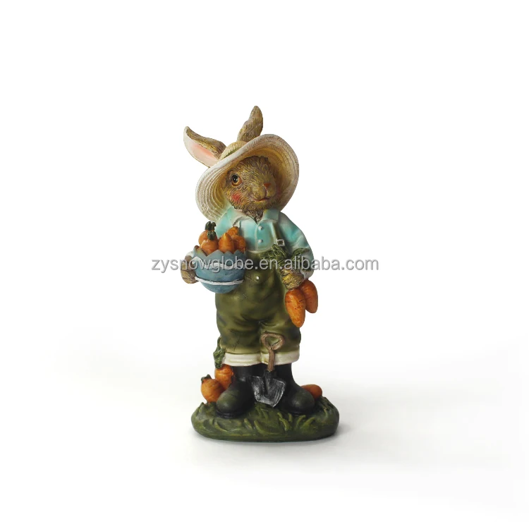 Easter decorative polyresin antique rabbit figurine custom animal statue home decor sculpture holidays ornament