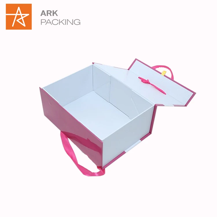 
custom eco-friendly cardboard shipping pink gift paper packing boxes with ribbon Portable shoe 