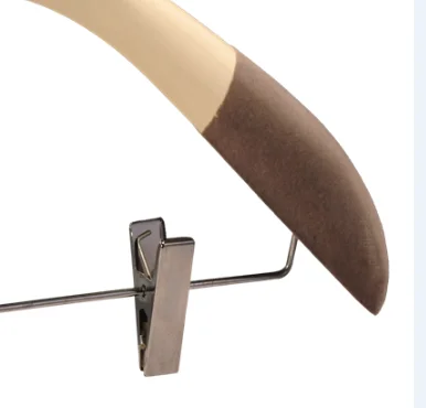 Luxury Wood Suit  Hanger with flocked Wide Shoulder