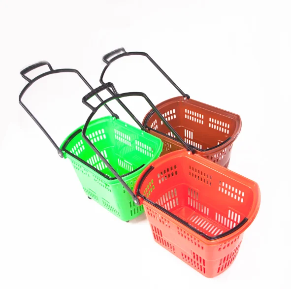 RH-BPR42-1 With Four Wheels Small Rolling Shopping Basket