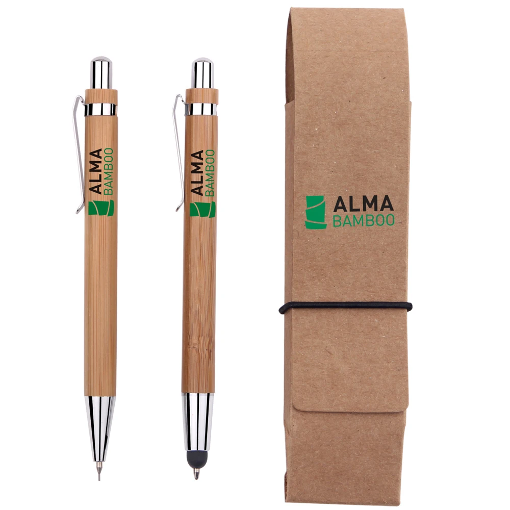 Customized logo eco friendly bamboo pen and pencil bamboo pen set bamboo pen and pencil sets