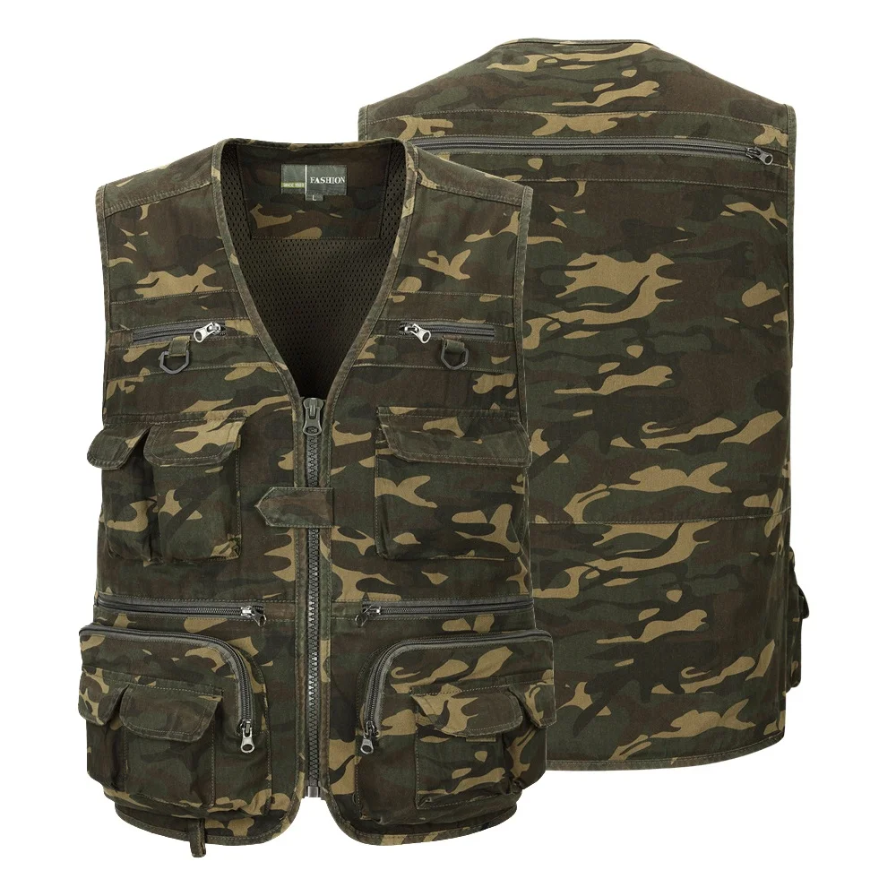 Жилет мужской с несколькими карманами, хлопковый жилет для рыбалки, скалолазания, рыбалки, пешего туризма, журналиста, фотография
