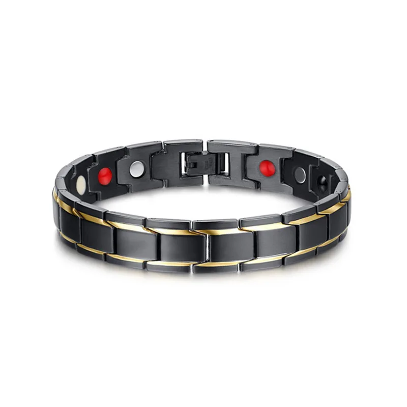 Fashion Custom Fitness Magnetic Stainless Steel Germanium Bead Bracelet Men