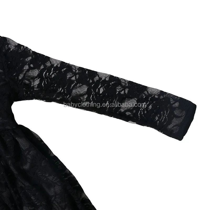 little girls party dresses black long sleeve lace child dress