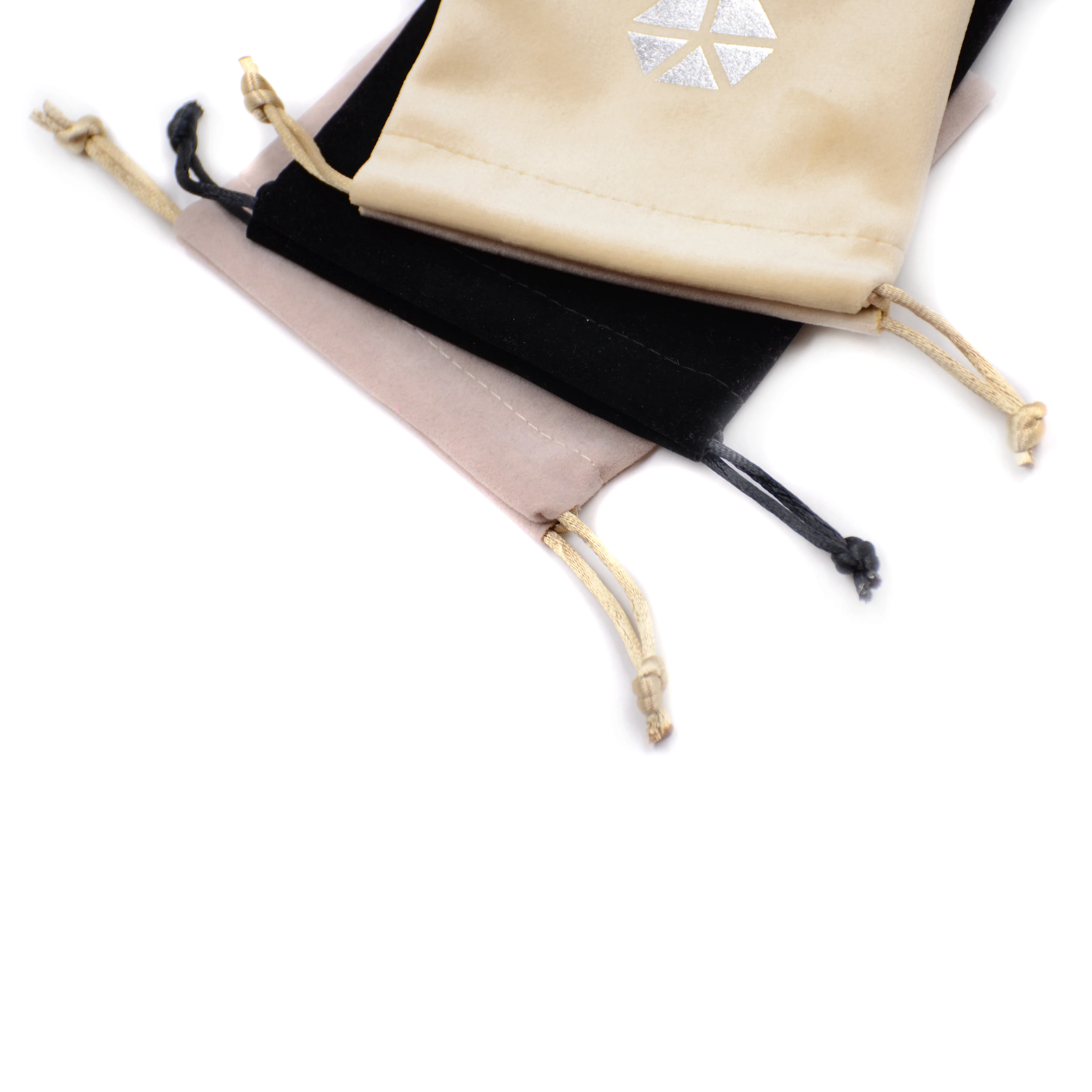
Personalized print logo colorful small velvet jewelry drawstring pouch bag 