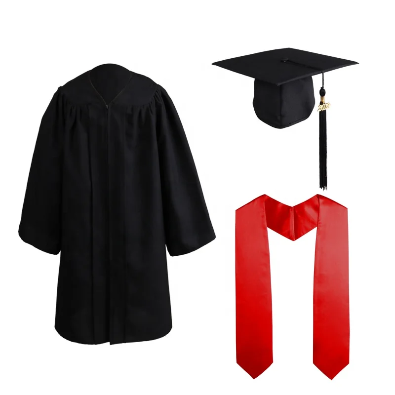 High quality wholesale children  black matte  kindergarten elementary preschool kids graduation gowns