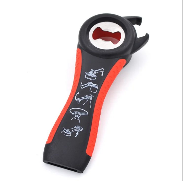 5 in 1 Lids Off Rubber Silicone Automatic Bottle Keychain Can Opener Multi Jar Opener