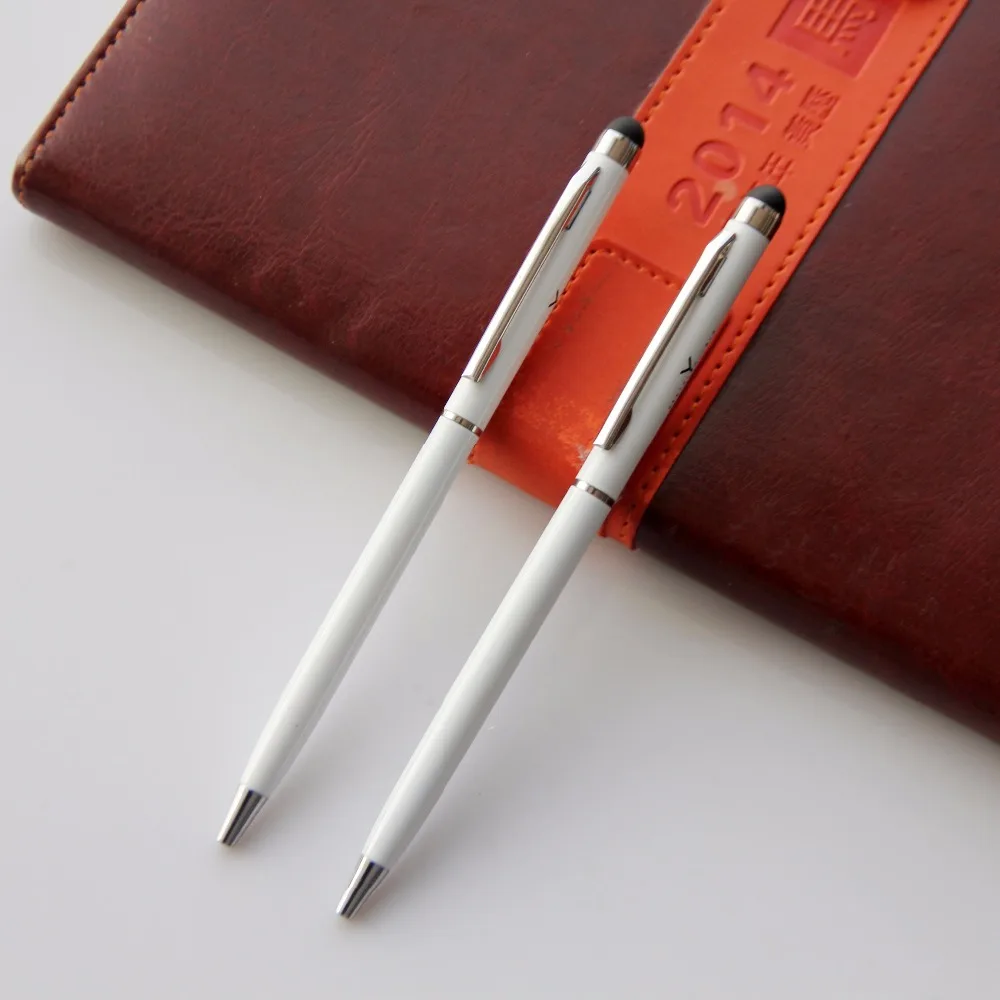Jingda custom wholesale silk screen print logo touch pen metal hotel pen with stylus