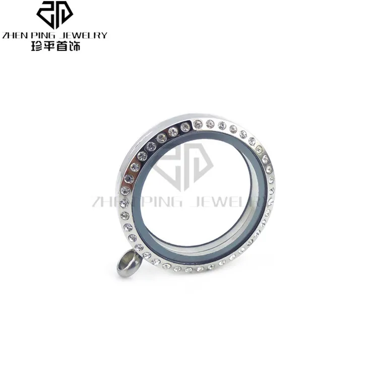 30mm round charm locket pendant silver floating necklace