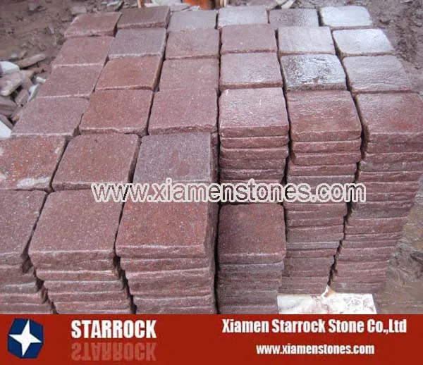 
China cheap natural red flamed granite outdoor garden porphyry pavement 