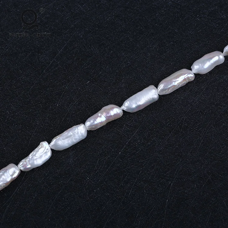 Natural White Straight-Drilled Irregular Biwa Freshwater Pearl String For Jewelry Making