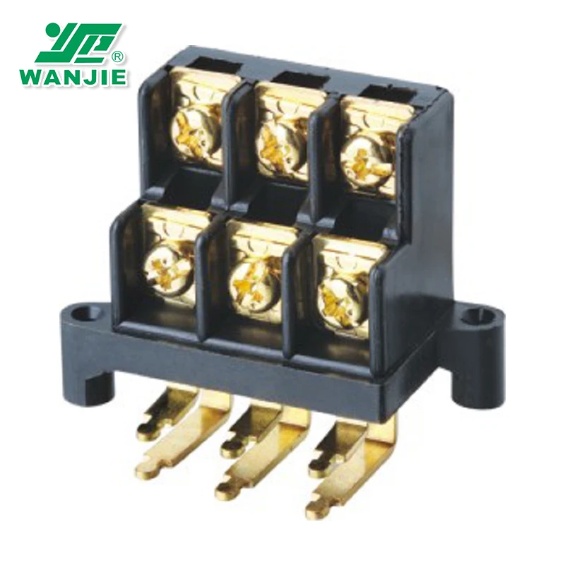WANJIE double row right angle11mm pitch connector 300V 30A 22 10AWG EM 21 EM 21A barrier terminal block