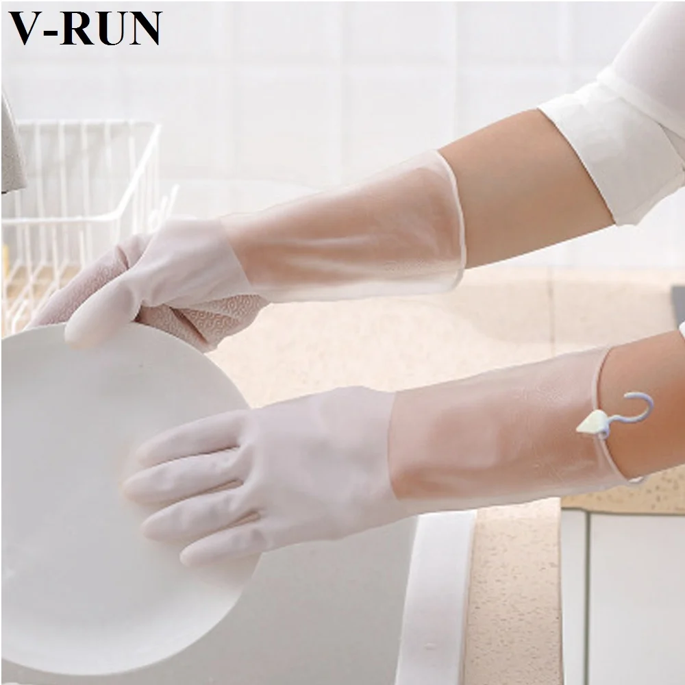 
Household transparent rubber latex thin waterproof Cleaning Gloves kitchen durable Dish Washing glove for women 