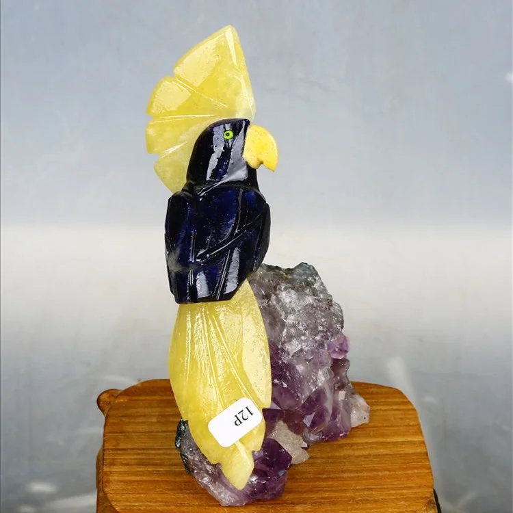 Natural Mineral Crystal Stone Carving Animals Birds Amethyst Cluster Crystal Crafts
