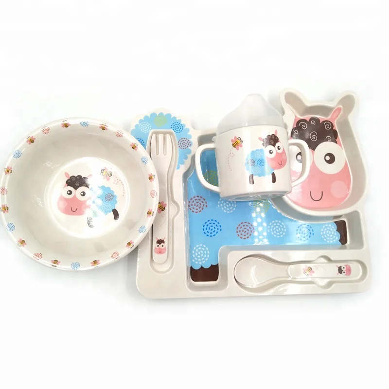 Most popular children tableware bamboo melamine kitchenware wholesale melamine dinner set in the packs