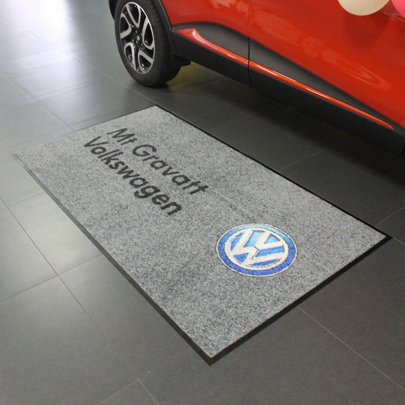 High Quality Custom Printed Garage Logo Floor Mat with Nylon Surface Rubber Backing New Shanghai HangJu LG-A06