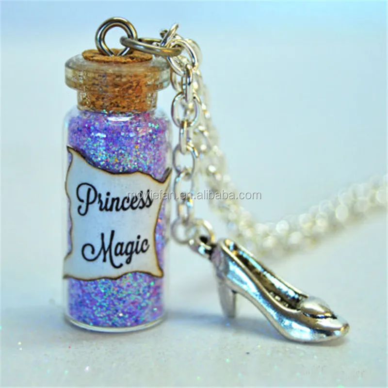 Princess Magic Necklace with a high heel shoe Charm Perfect for Prince Finding Woodland necklace in silver