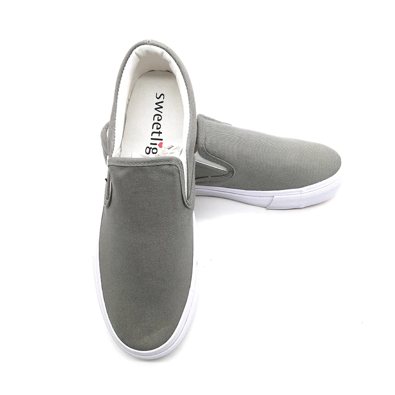 Custom Breathable grey sneakers canvas shoes men cheap price vulcanized shoe sneakers