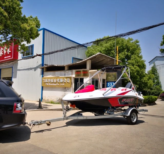 Seadoo outboard type red 4 seats rowing boat with trailer