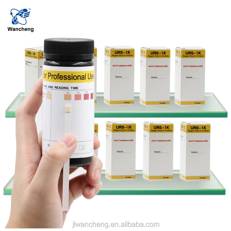 Визуальный анализ мочи на кетон URS-1K реагент кетоз полоски для анализа