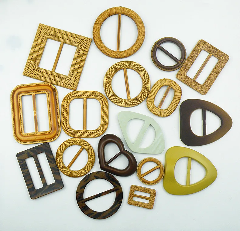 
factory high quality bamboo belt buckle straw ratton plastic woman belt resin buckle 