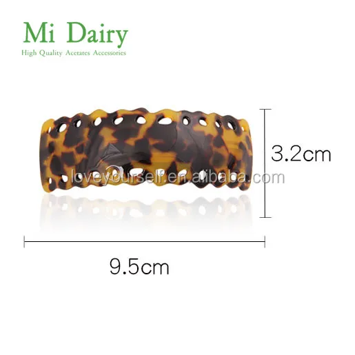 MiDairy Square Hollow out acetate tortoise shell acrylic Shape Tortoiseshell large arch Barrettes for long thick hair