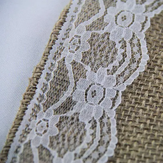 banquet event wedding linen jute burlap lace  table runner hessian table runners