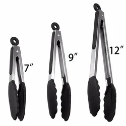 Baking tools silicone tongs, BBQ silicone food tongs, food grade silicone kitchen tongs