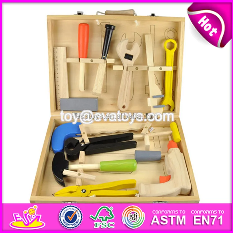 Hot sale preschool toy wooden kids tool kit best design diy wooden kids tool kit W03D018