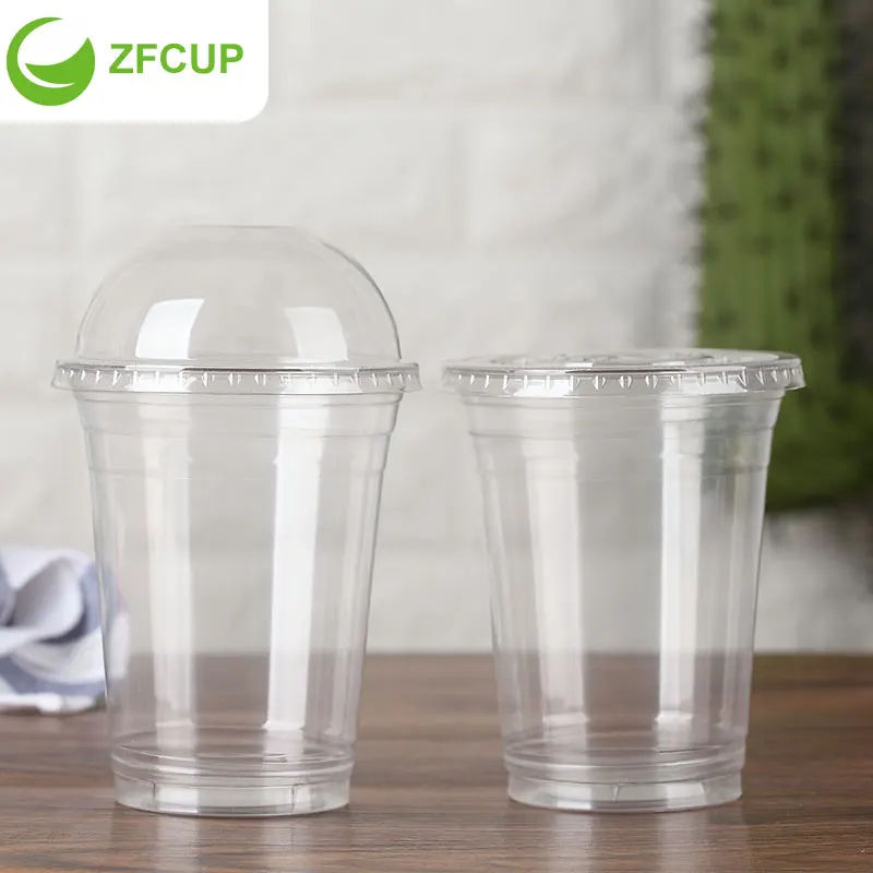 ZFCUP 18 oz. Clear Disposable PET Cup Custom Plastic Cups and Dome Lid - 1000/Case