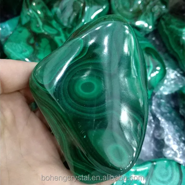 Natural polished palm green malachite rough stones