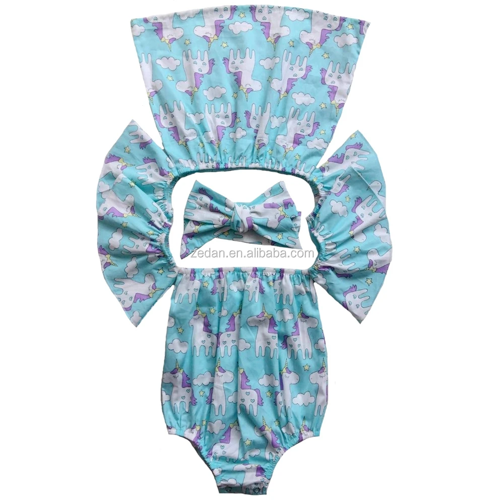 
baby girls Summer off shoulder top matching headband unicorn and rainbow printed cotton t-shirt crop tops 